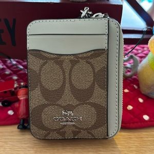 Coach Zip Card Case in Signature Canvas and Leather
